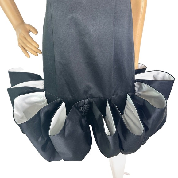 ROTATE BIRGER CHRISTENSEN Black White Ruffled Cocktail Dress Size 6 - Picture 7 of 10